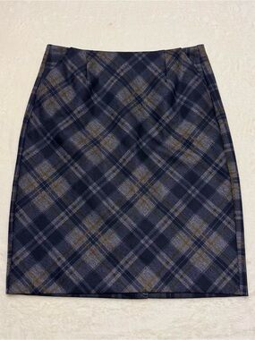 CAbi Plaid Straight & Pencil Skirt Gray Yellow Black Women's Size 2 With Pockets
